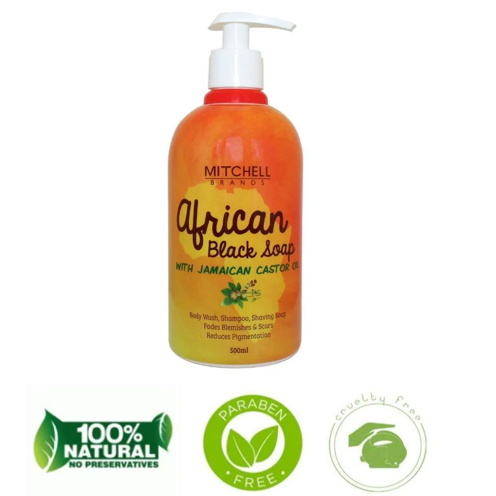 African Black Liquid Soap with Jamaican Castor Oil – 500ml - Image 4