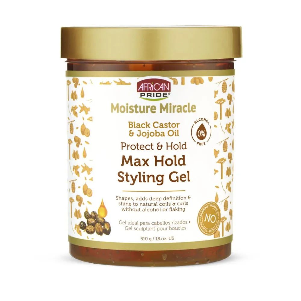 African Pride Black Castor & Jojoba Oil Max Hold Gel 18oz