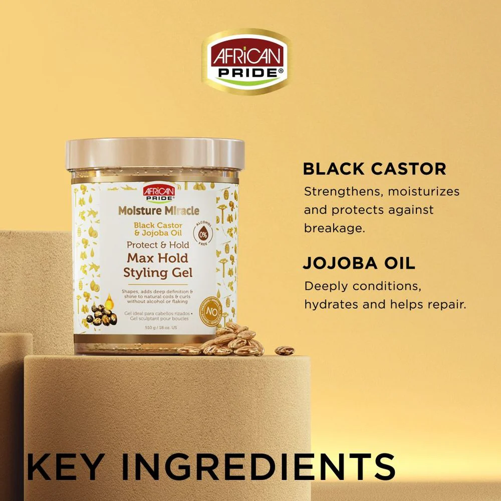 African Pride Black Castor & Jojoba Oil Max Hold Gel 18oz - Image 5