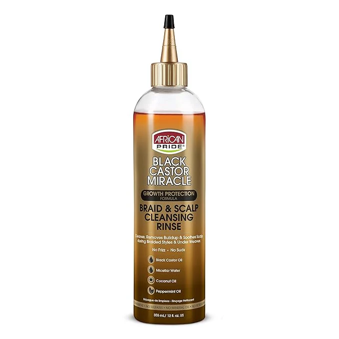 African Pride Black Castor Miracle Braid and Scalp Cleansing Rinse - 12 oz