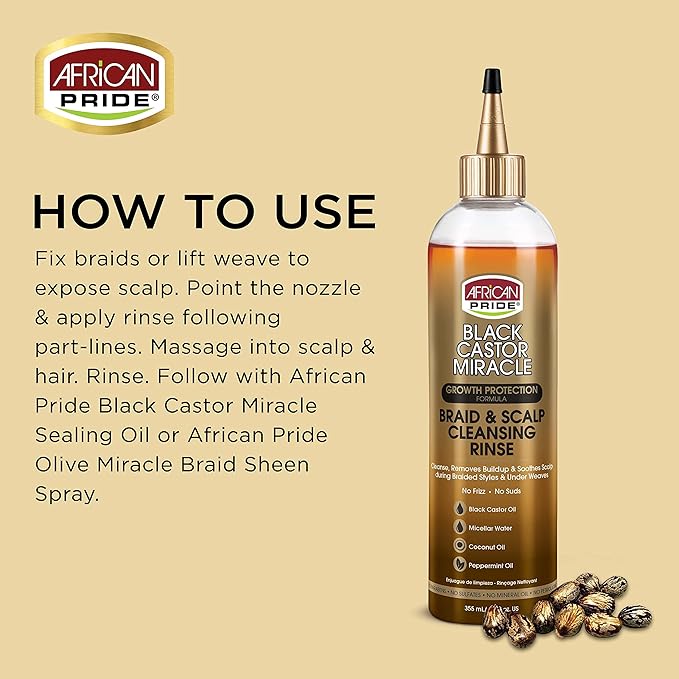African Pride Black Castor Miracle Braid and Scalp Cleansing Rinse - 12 oz - Image 4