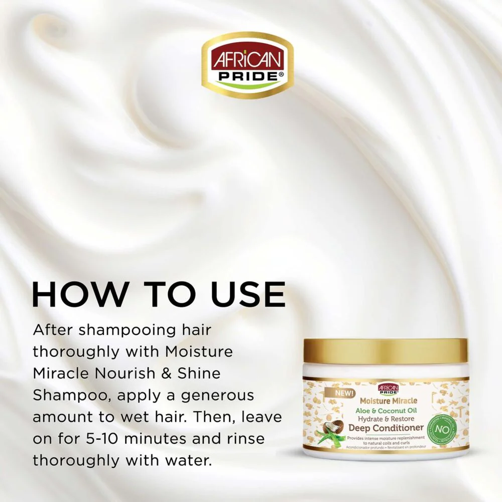 African Pride Moisture Miracle Aloe and Coconut Oil Deep Conditioner - 12 oz - Image 3