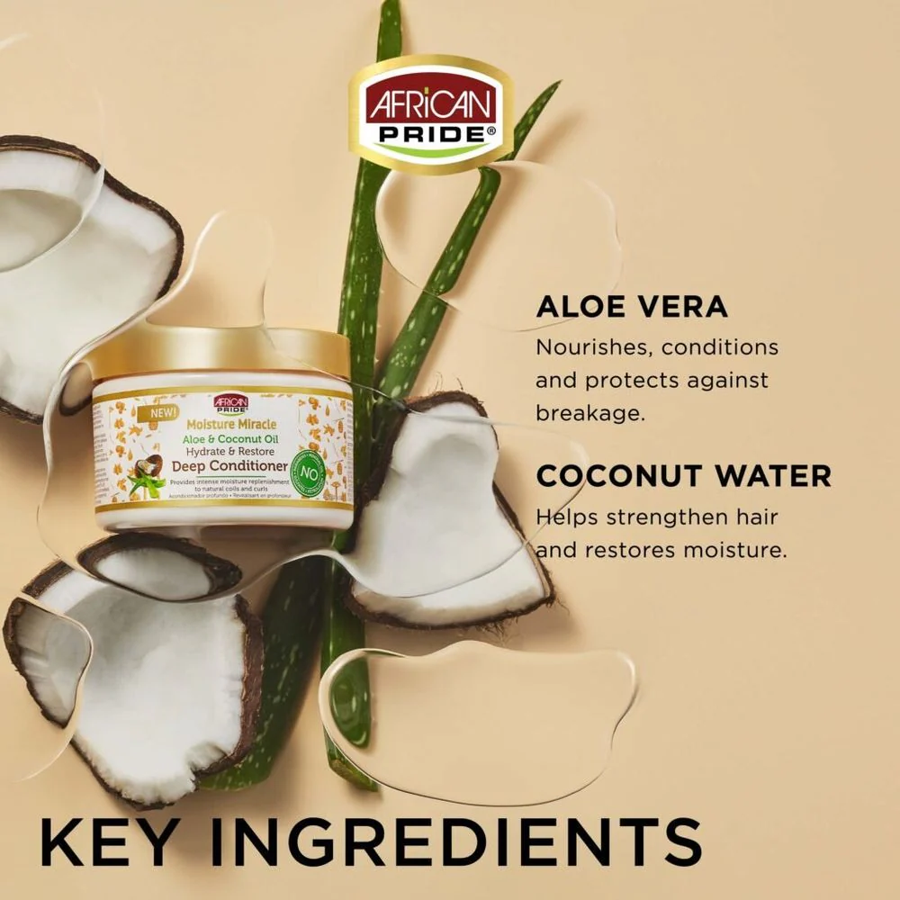 African Pride Moisture Miracle Aloe and Coconut Oil Deep Conditioner - 12 oz - Image 4