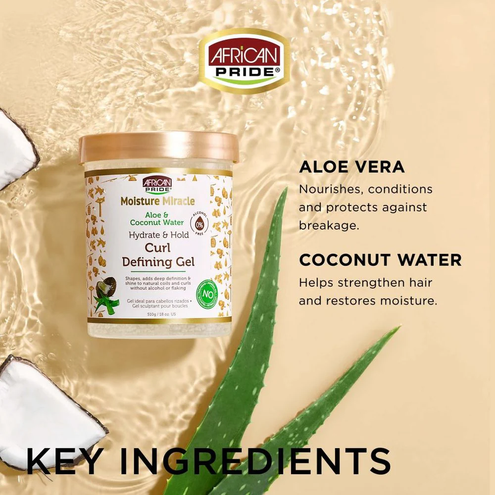 African Pride Moisture Miracle Aloe & Coconut Water Curl Defining Gel – 18 oz - Image 5