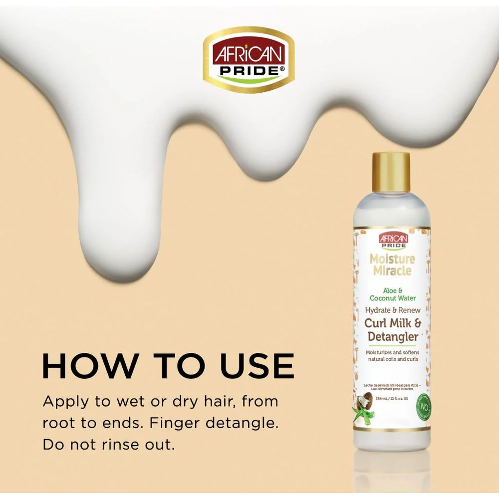 African Pride Moisture Miracle Aloe & Coconut Curl Milk β 12 fl oz - Image 3