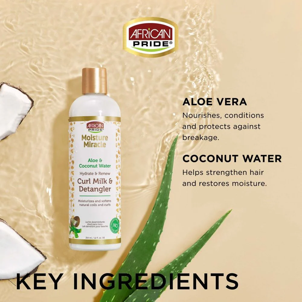 African Pride Moisture Miracle Aloe & Coconut Curl Milk β 12 fl oz - Image 4