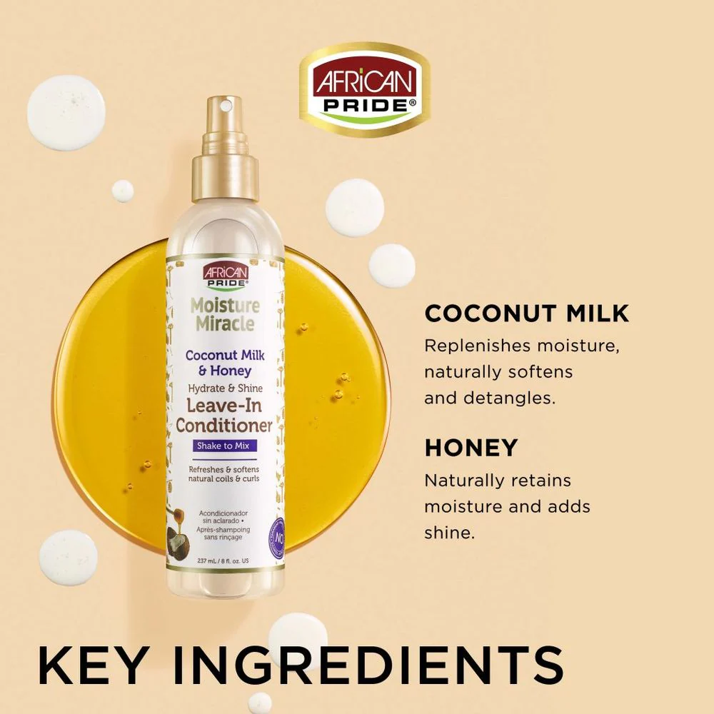 African Pride Moisture Miracle Leave-In Conditioner β Coconut Milk & Honey β 8 fl oz - Image 3