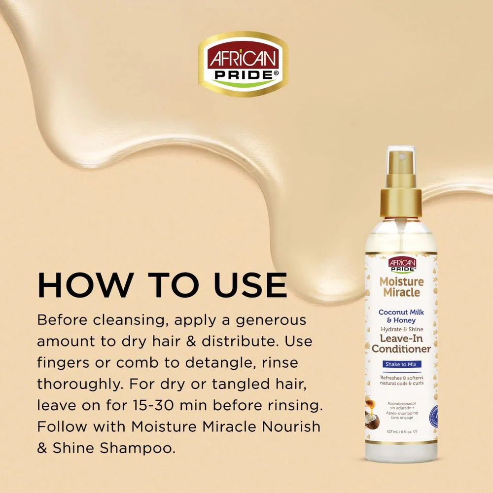 African Pride Moisture Miracle Leave-In Conditioner β Coconut Milk & Honey β 8 fl oz - Image 4