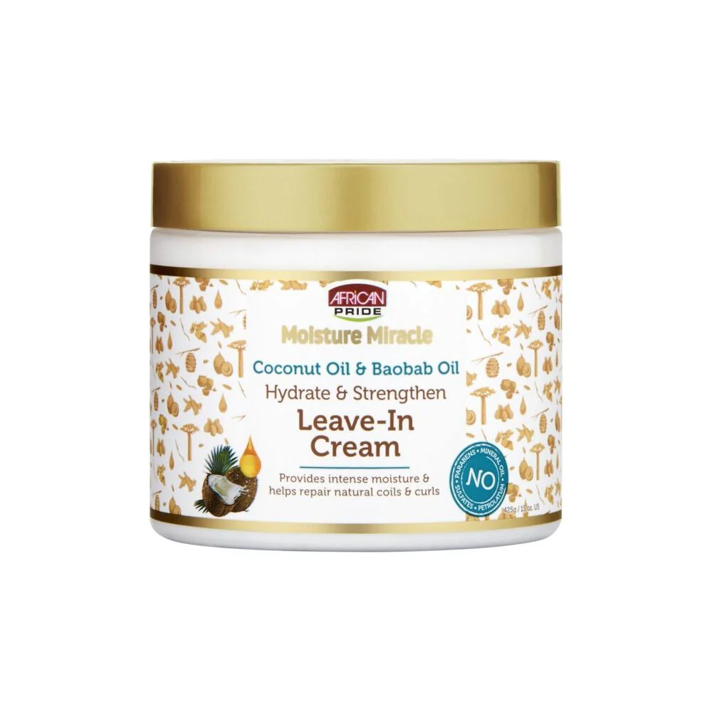 African Pride Moisture Miracle Coconut Oil and Baobab Oil Leave-In Cream - 15 oz