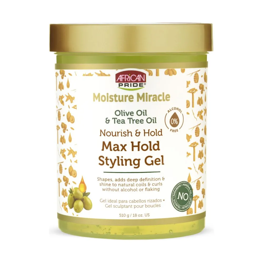 African Pride Moisture Miracle Olive Oil & Tea Tree Styling Gel – 18 oz
