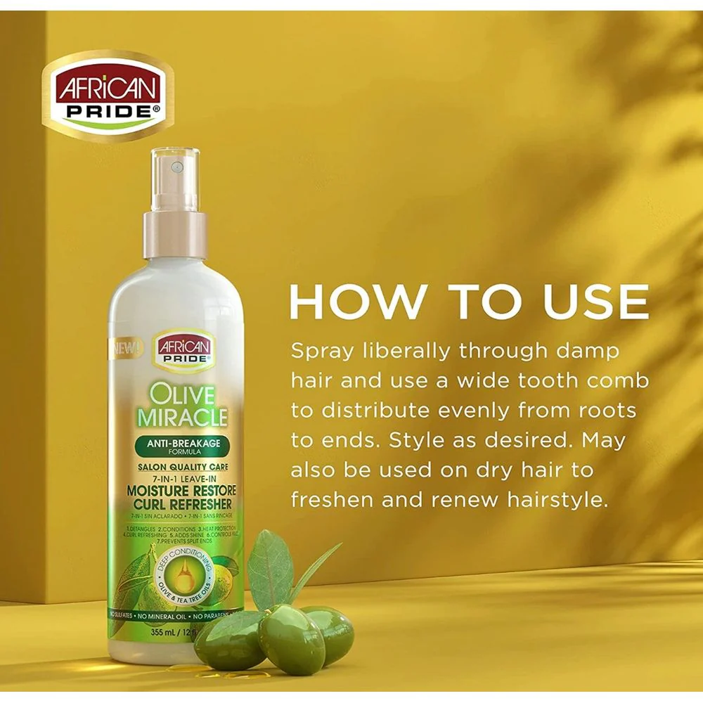 African Pride Olive Miracle 7-IN-1 Leave-In Curl Refresher - Image 2