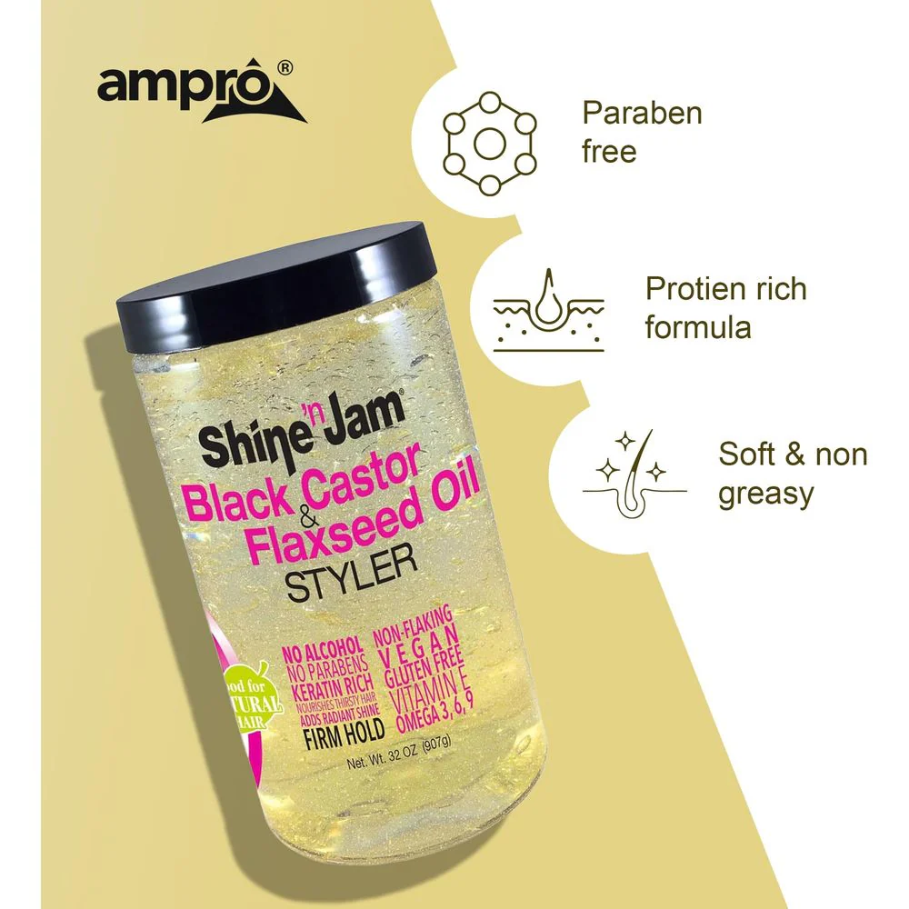 Ampro Shine ‘n Jam – Black Castor & Flaxseed Oil Styler - Image 4