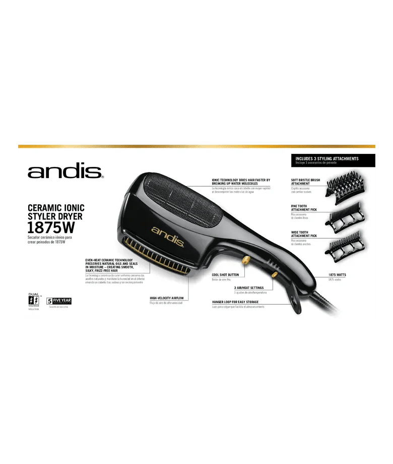 Andis Ceramic Ionic Styler Dryer 1875W – Legacy Edition - Image 5