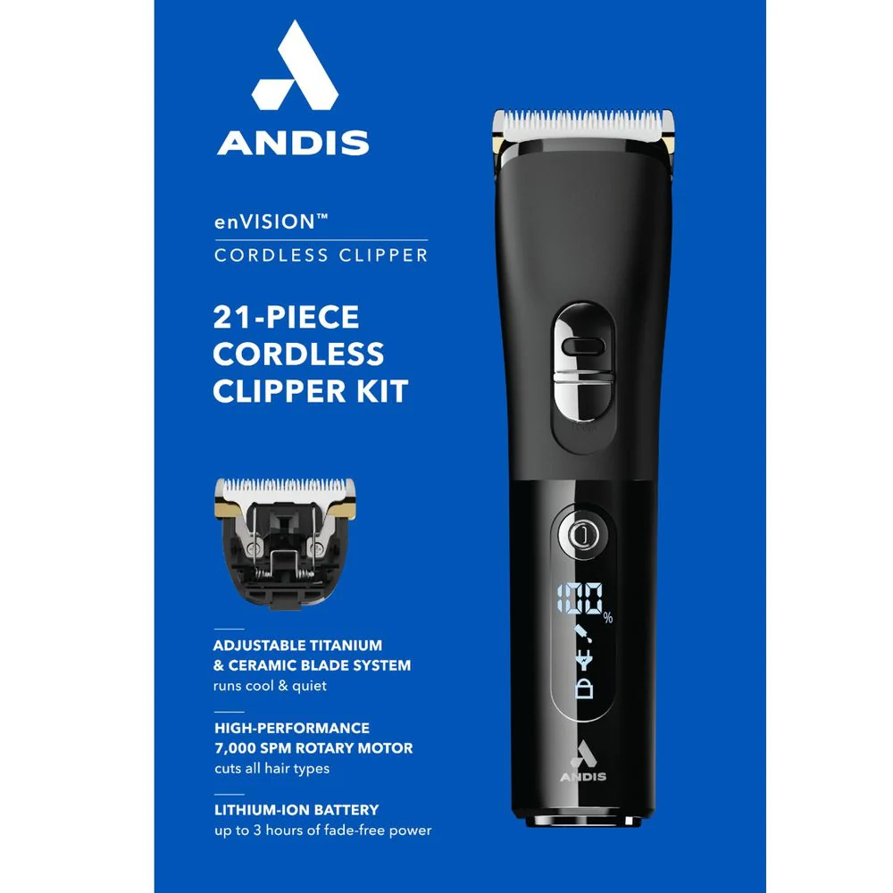Andis Envision Cordless Clipper β Ultra-Quiet, Adjustable Blade