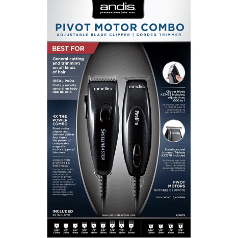 Andis Professional Pivot Clipper and Trimmer Combo - Black