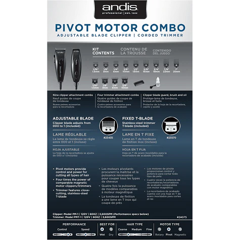 Andis Professional Pivot Clipper and Trimmer Combo - Black - Image 4
