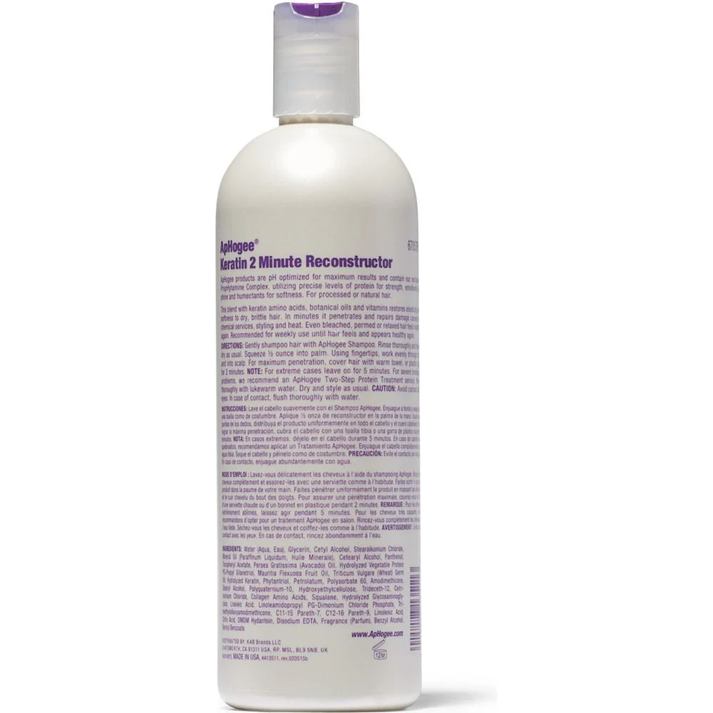 Aphogee Two Minute Intensive Keratin Reconstructor – 16oz & 8oz - Image 4