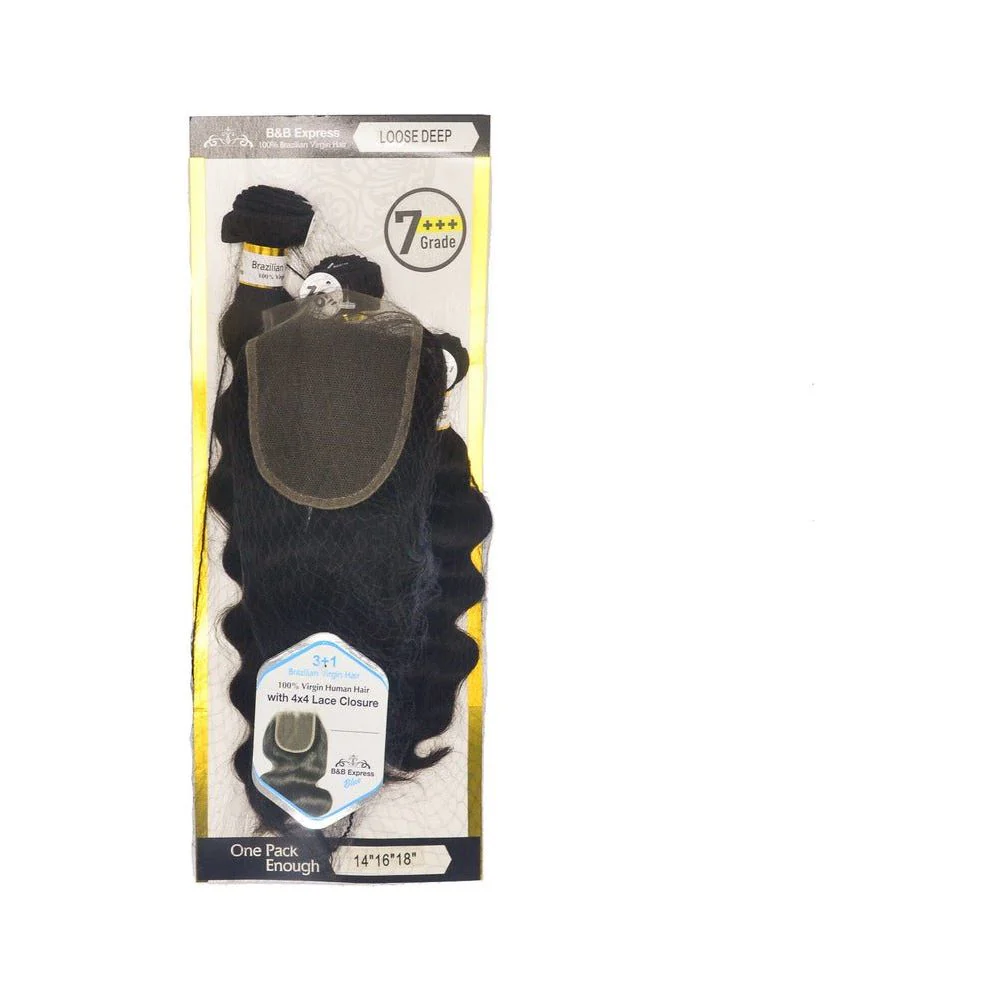 B & B Express Multipack + 4x4 Lace Closure - Loose Deep