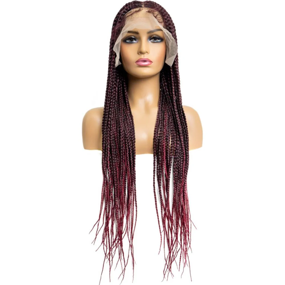 B & B Knotless Synthetic 100% Full HD Lace Wig - Square Box Braid - Image 4