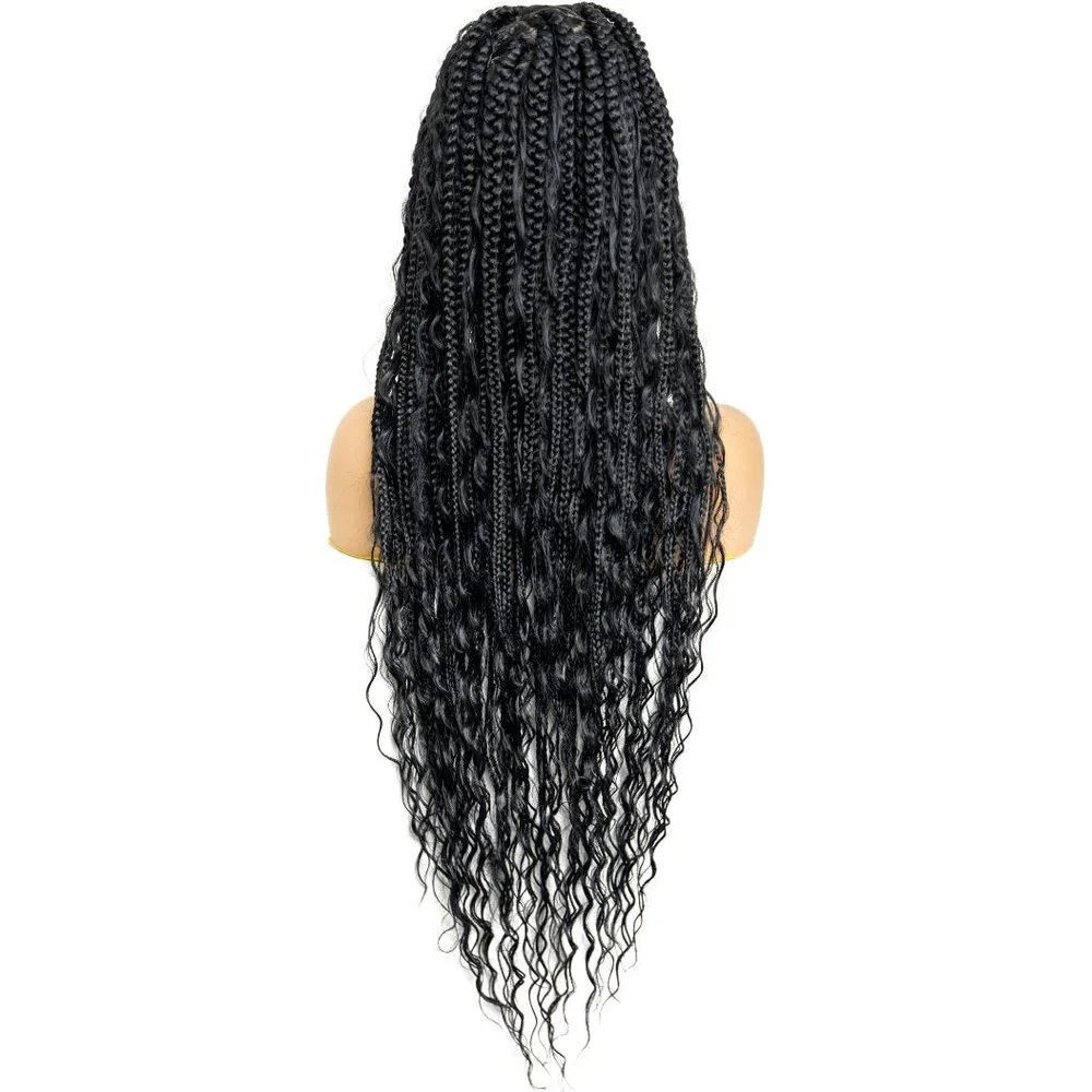 B & B Knotless Synthetic HD Lace Wig - Triangle Bohemian Box Braid 32” - Image 2