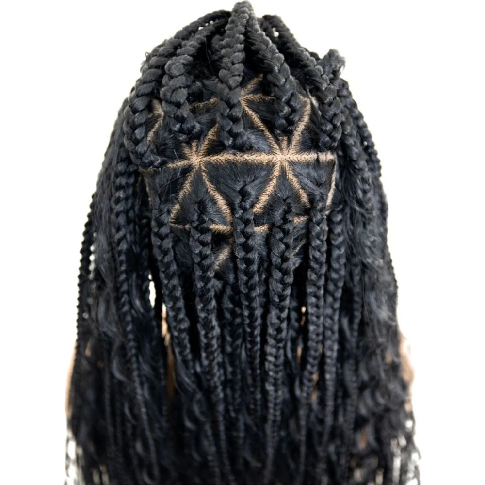 B & B Knotless Synthetic HD Lace Wig - Triangle Bohemian Box Braid 32” - Image 3