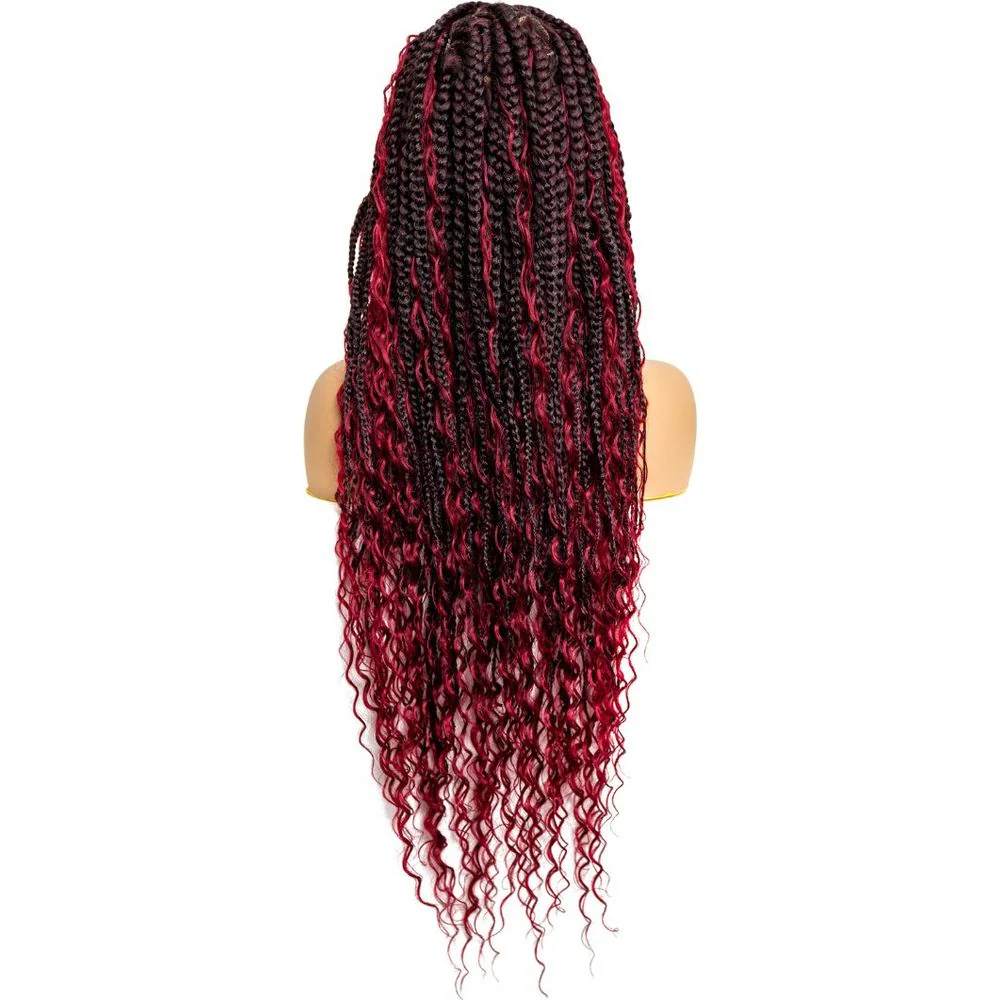 B & B Knotless Synthetic HD Lace Wig - Triangle Bohemian Box Braid 32” - Image 5