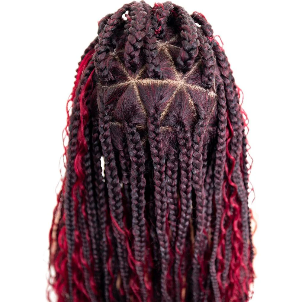B & B Knotless Synthetic HD Lace Wig - Triangle Bohemian Box Braid 32” - Image 6