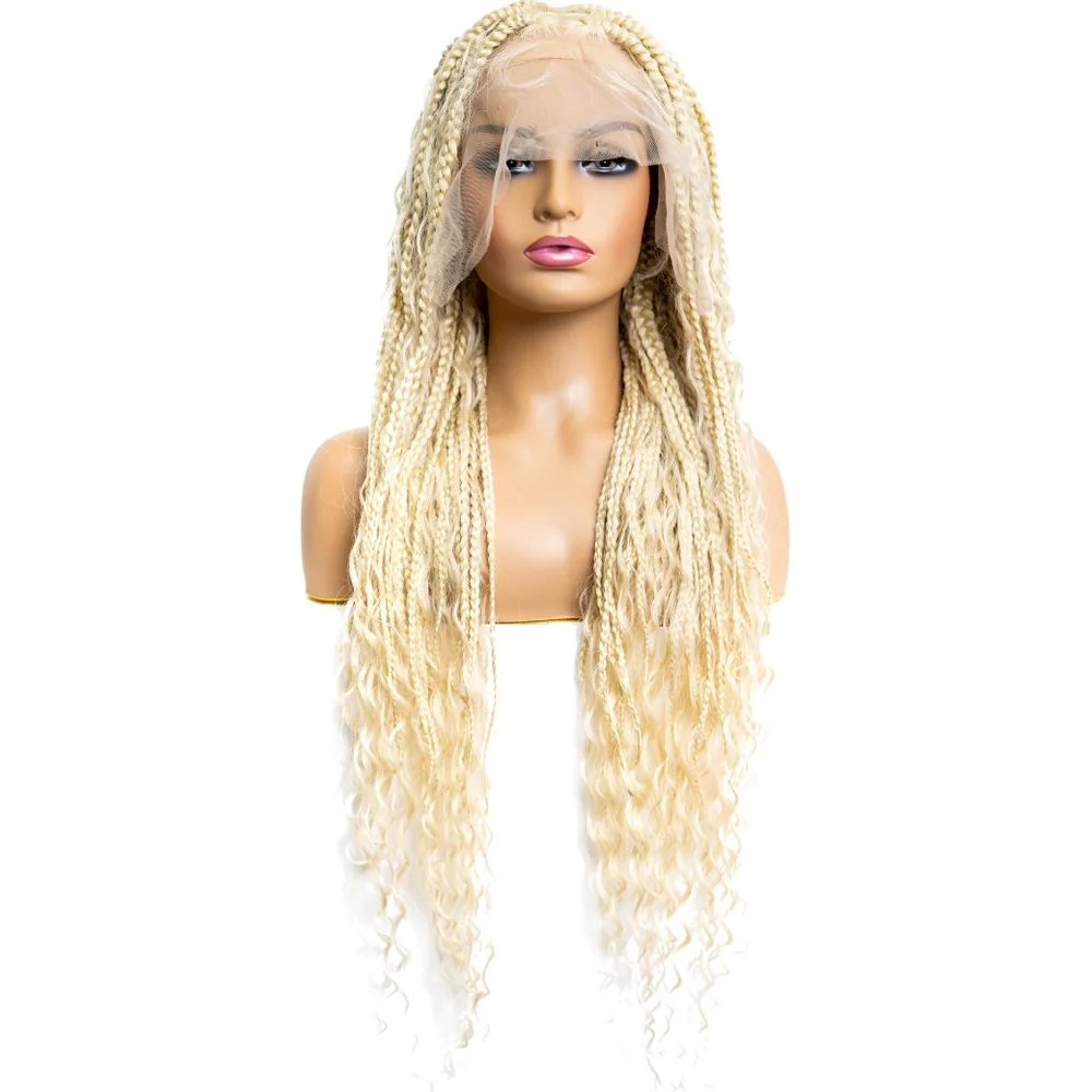 B & B Knotless Synthetic HD Lace Wig - Triangle Bohemian Box Braid 32” - Image 7