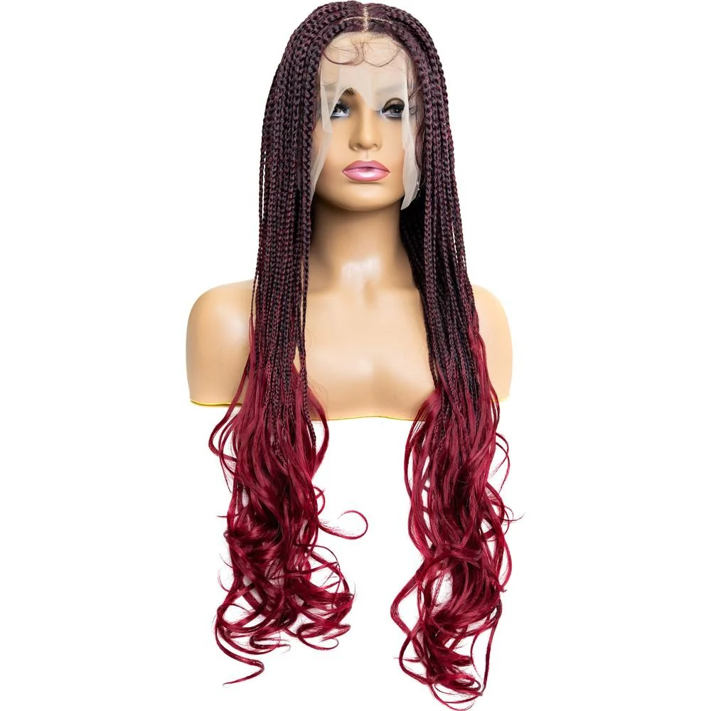 B & B Knotless Synthetic Braided Full Lace Wig - Micro Boho French Curl - Image 2