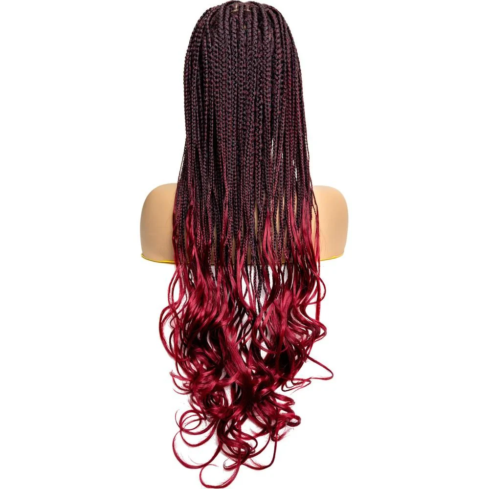 B & B Knotless Synthetic Braided Full Lace Wig - Micro Boho French Curl - Image 3
