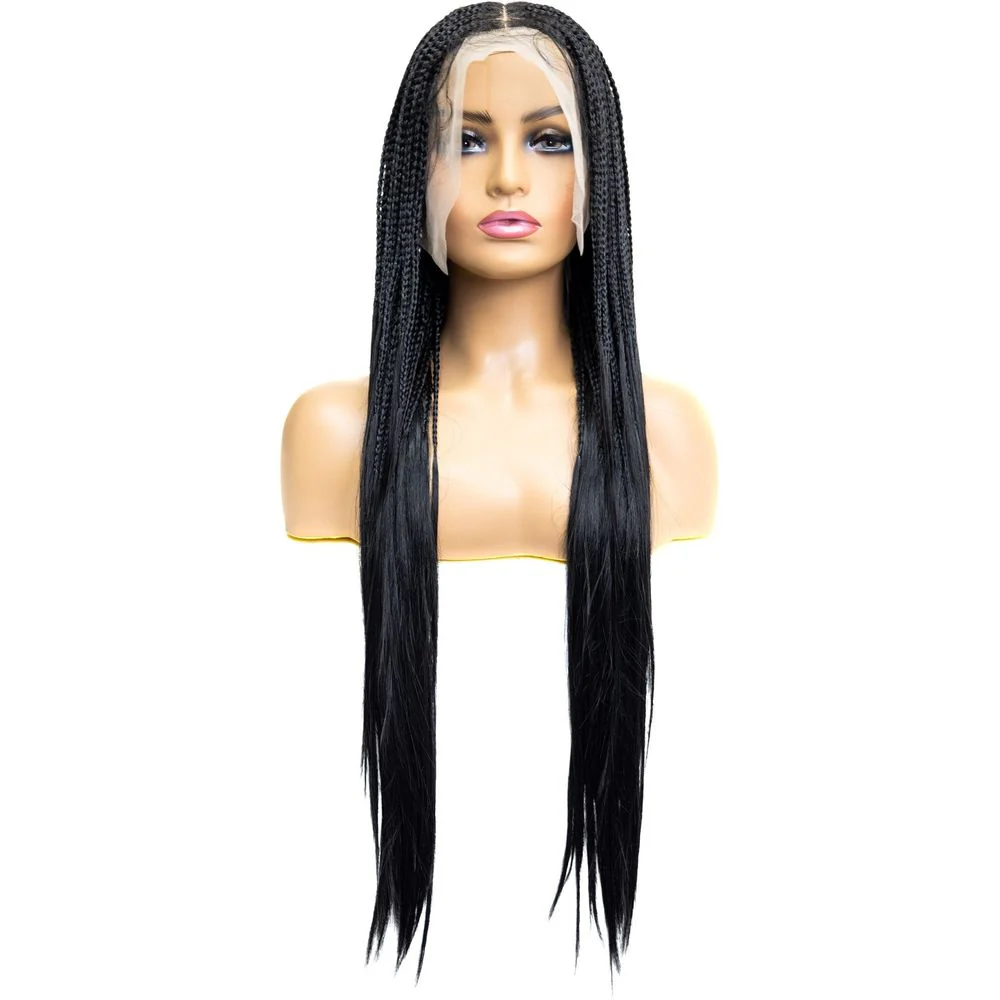 B & B Knotless Synthetic Braided Full Lace Wig - Micro Boho Silky Straight 30" - Image 12