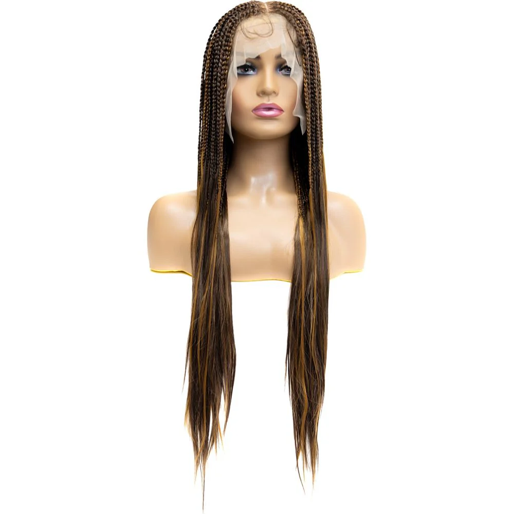B & B Knotless Synthetic Braided Full Lace Wig - Micro Boho Silky Straight 30" - Image 5