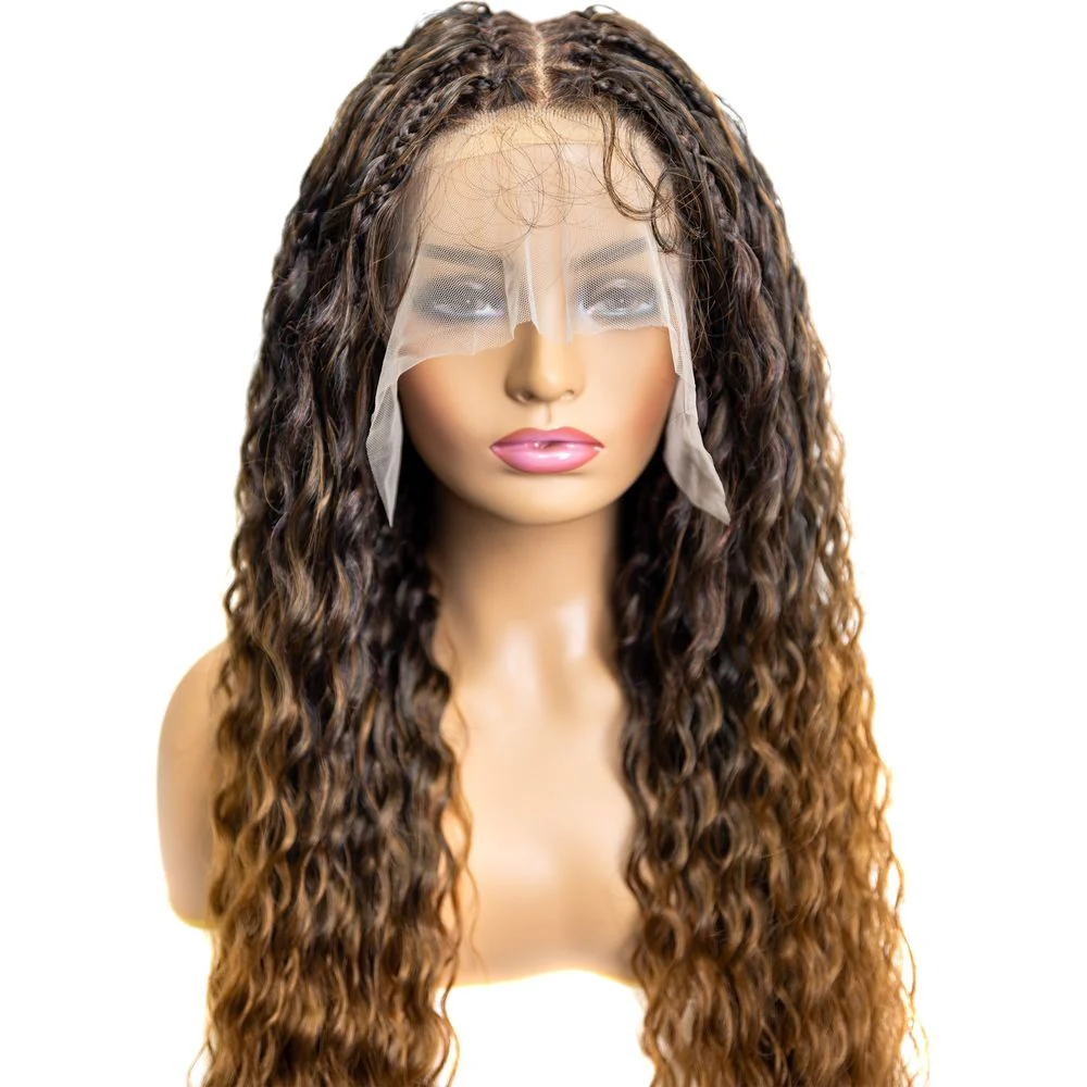 B & B Knotless Synthetic Full Lace Braided Wig - Micro Peruvian Wave - Image 3