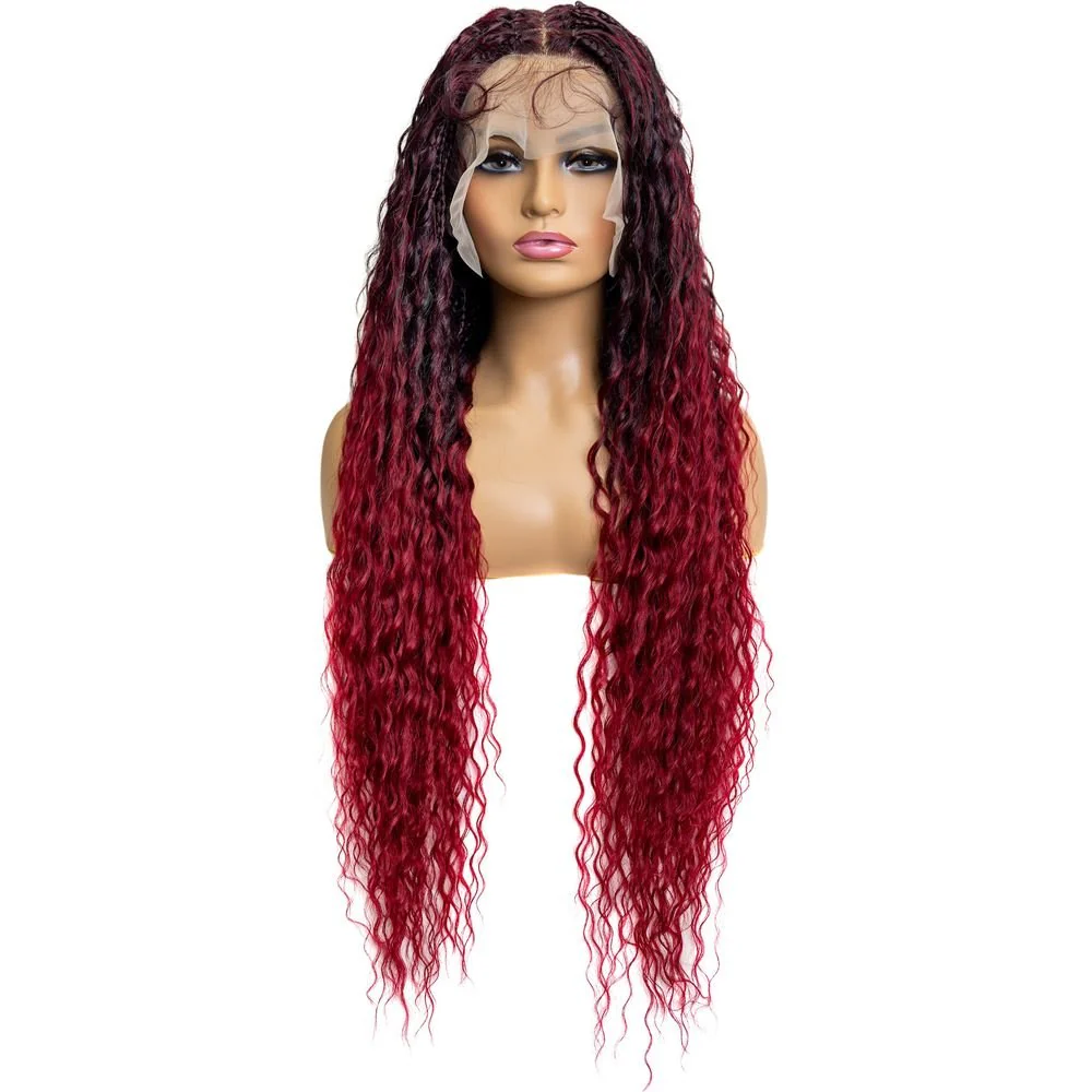 B & B Knotless Synthetic Full Lace Braided Wig - Micro Peruvian Wave - Image 4