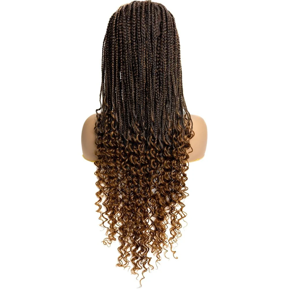 B&B Knotless Synthetic Full Lace Braided Wig - Micro Spring Curl 24" - Image 2