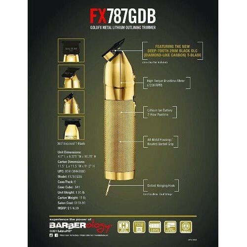 BaBylissPRO GoldFX Skeleton Cordless Trimmer with Deep-Tooth DLC Blade - Image 7