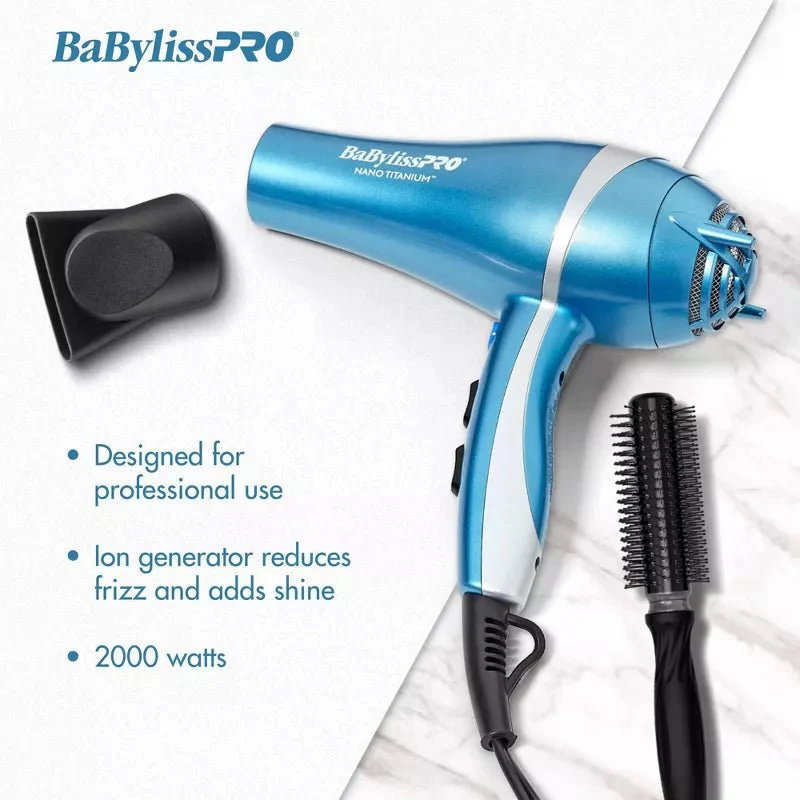 BaBylissPRO Nano Titanium Hair Dryer โ Blue โ 2000W - Image 3
