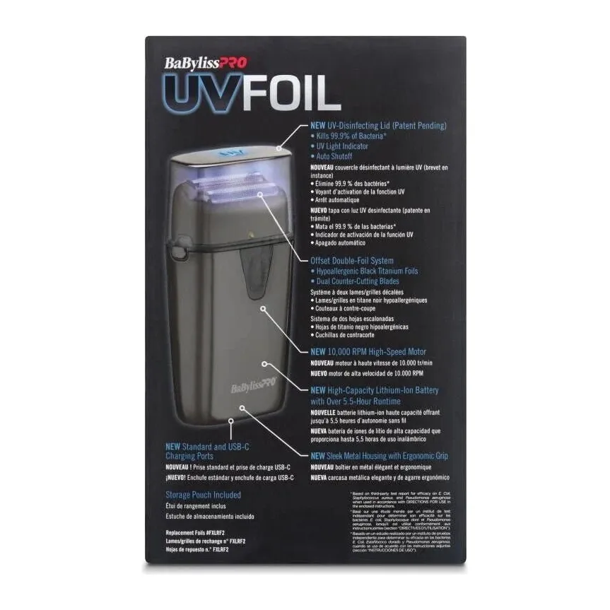 BaBylissPRO UVFoil Metal UV-Disinfecting Single-Foil Shaver (FXLFS2) - Image 5
