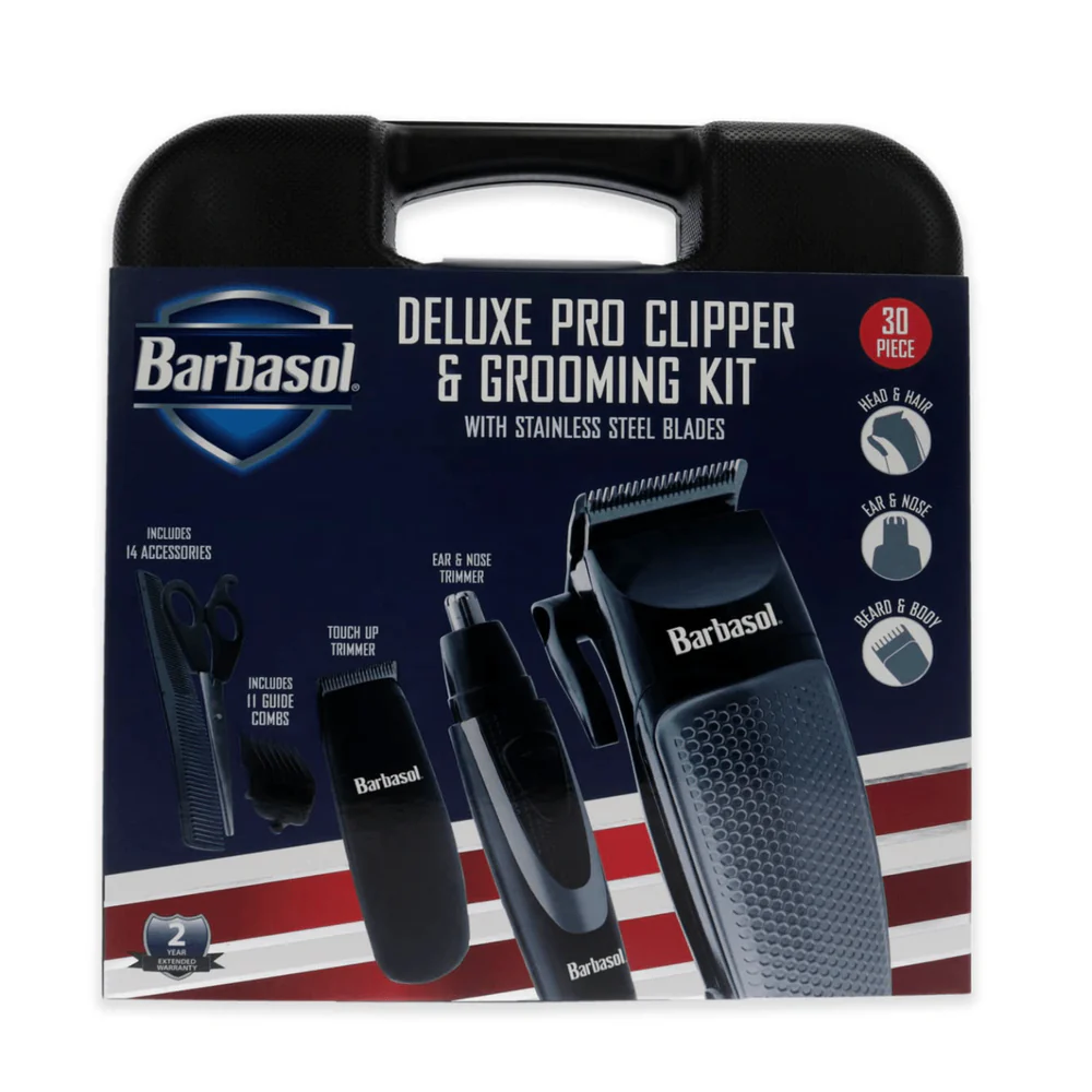 Barbasol 30‑Piece Deluxe Grooming Kit – Clipper + Trimmers