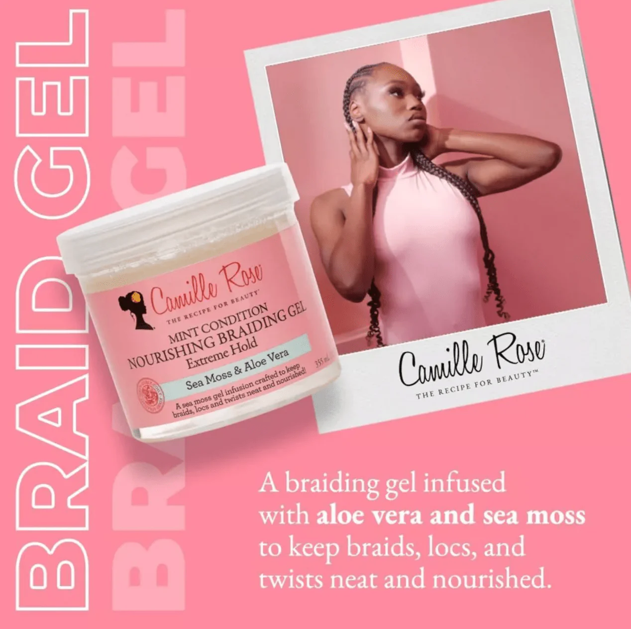 Camille Rose Mint Braiding Hair Gel โ 12 oz - Image 3