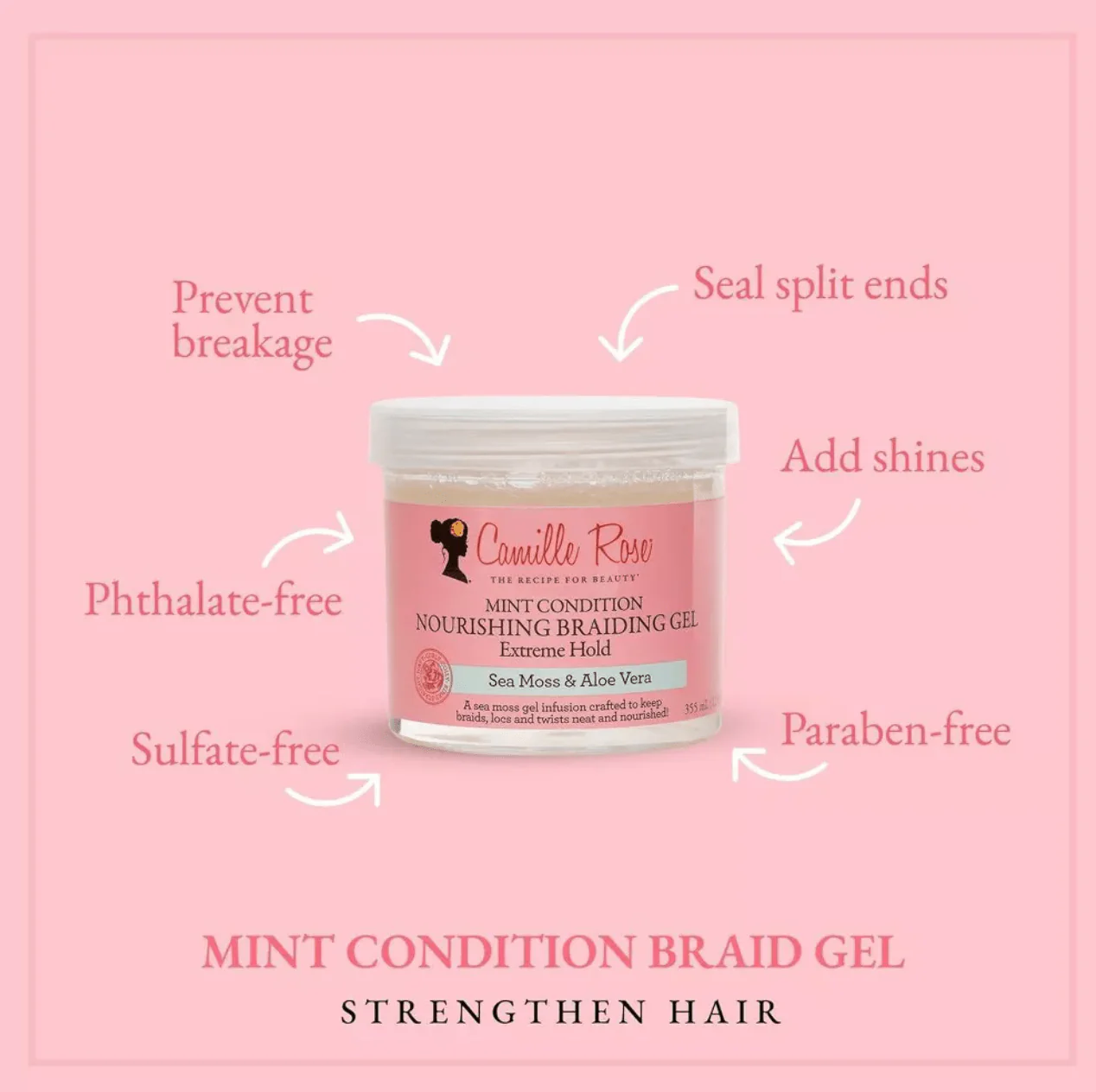 Camille Rose Mint Braiding Hair Gel โ 12 oz - Image 5