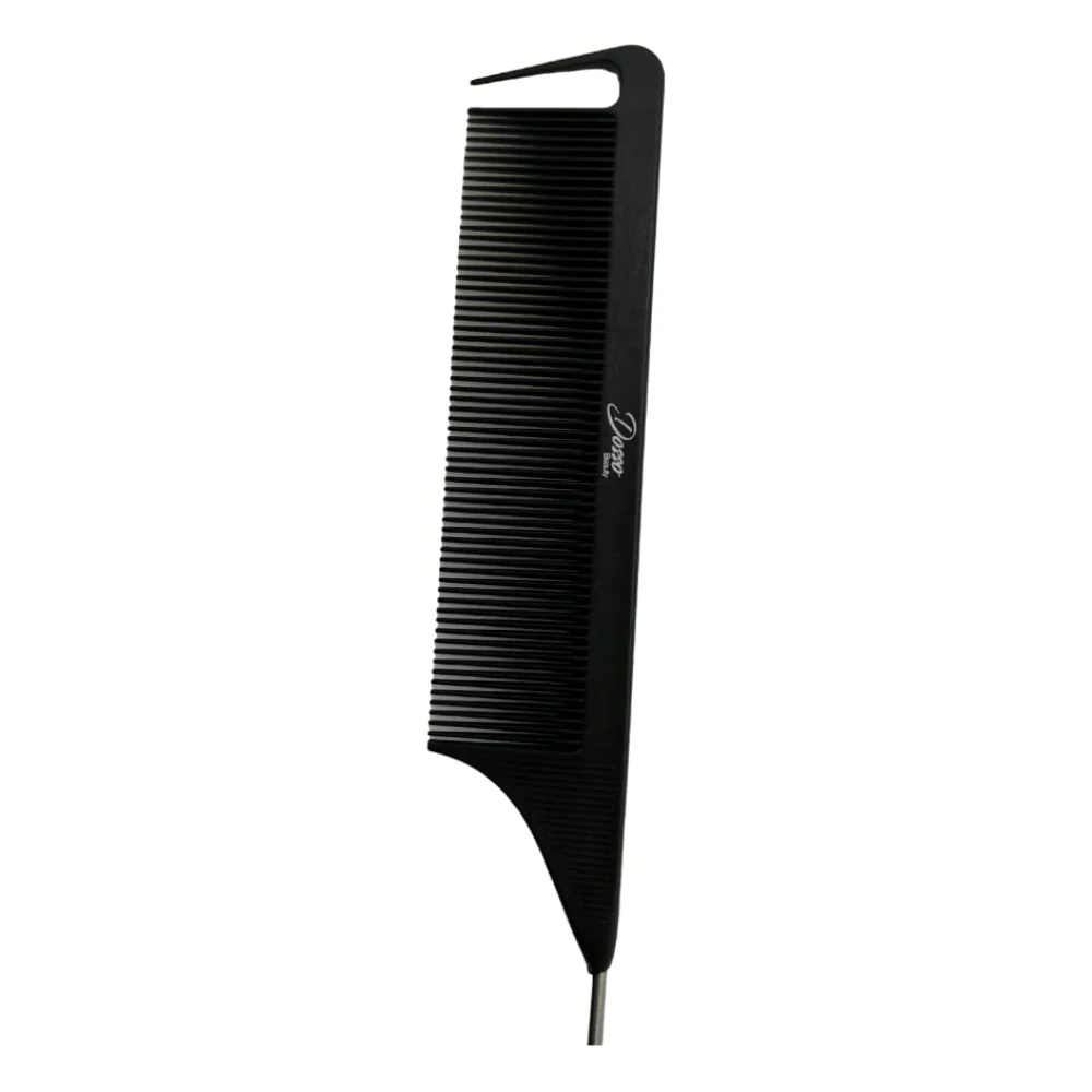 Carbon Fiber Rat Tail Comb with Metal End - Heat Resistant - Image 3