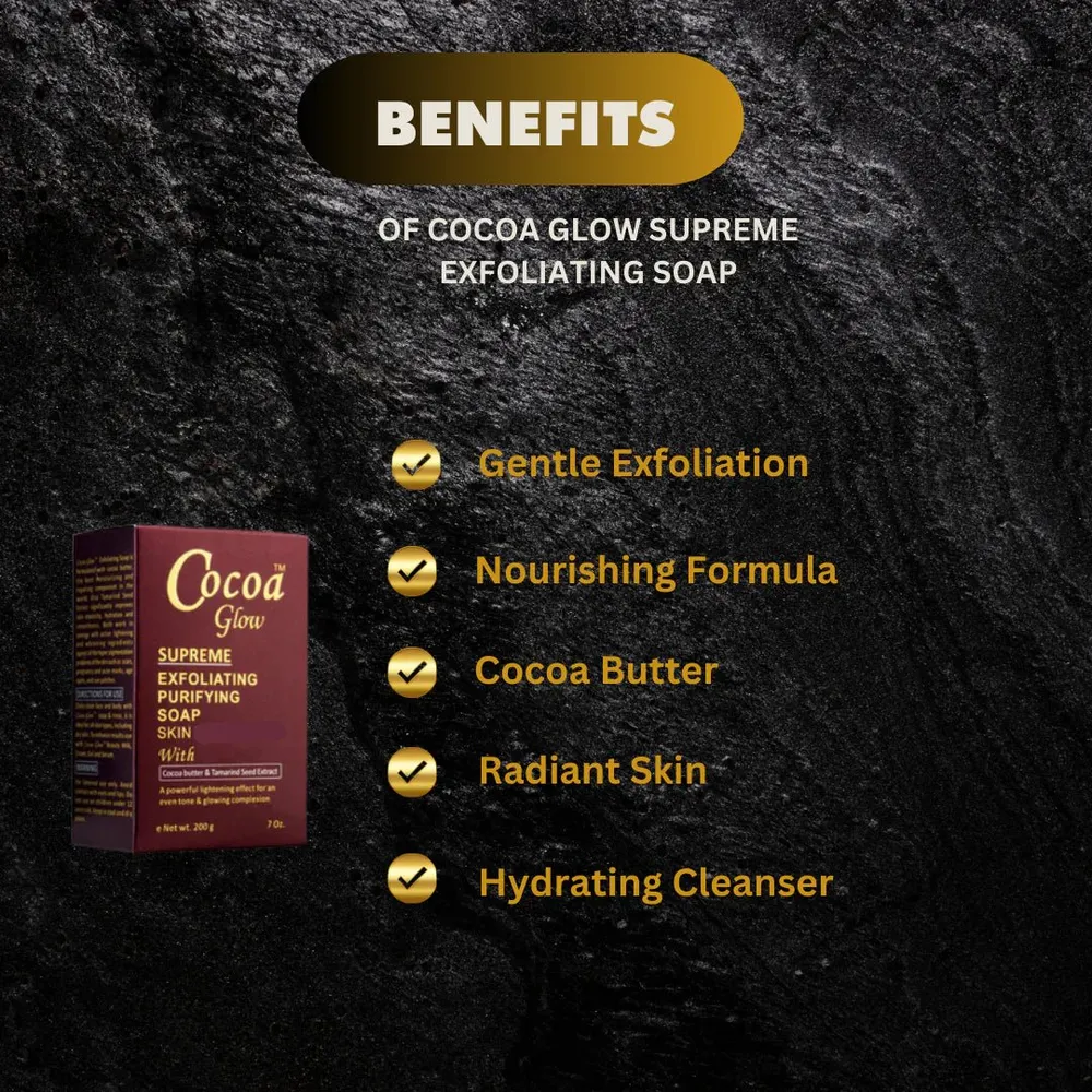 Cocoa Glow Supreme Exfoliating Purifying Soap Cocoa Butter - 7oz - Image 3