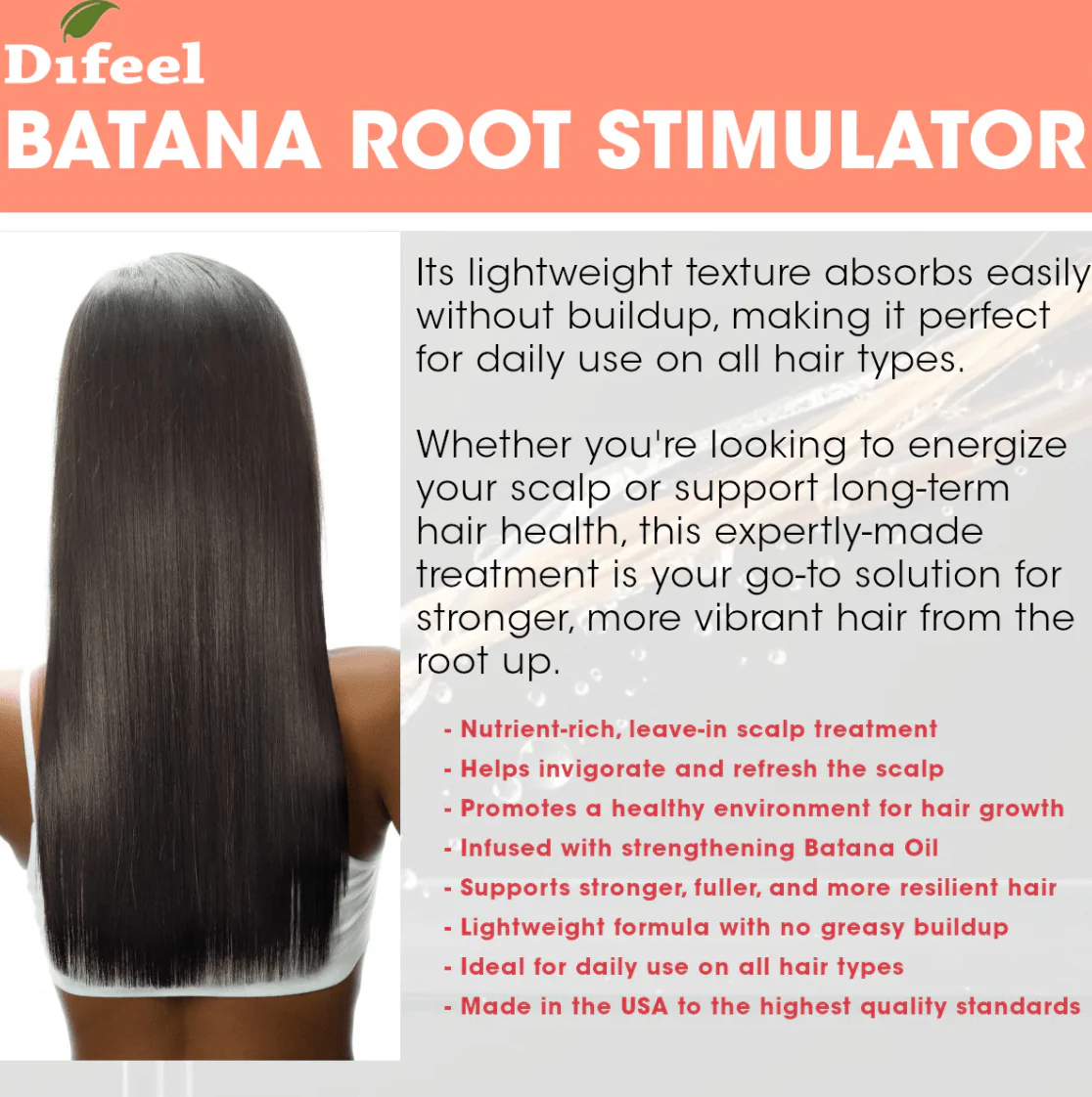 Difeel Batana Hair Oil & Root Stimulator – 7.1oz - Image 6