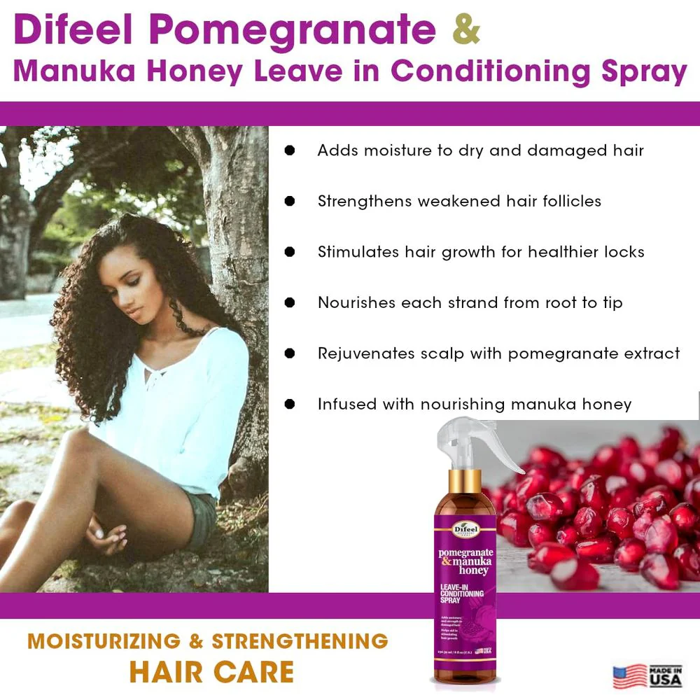 Difeel Pomegranate & Manuka Honey Leave-In Conditioning Spray โ 8 oz - Image 5