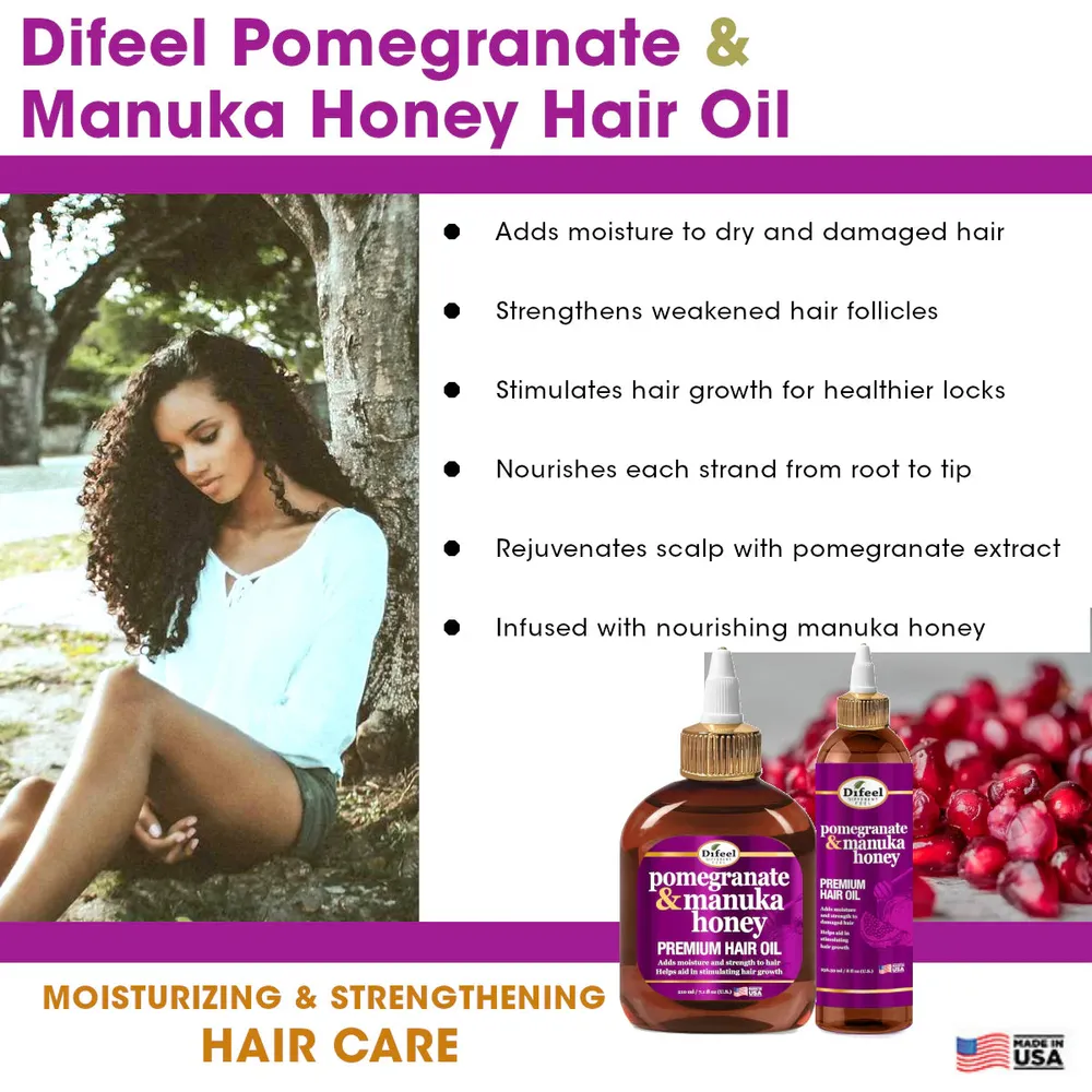 Difeel Pomegranate and Manuka Honey Hair Oil – 7.1 oz & 8 oz - Image 5