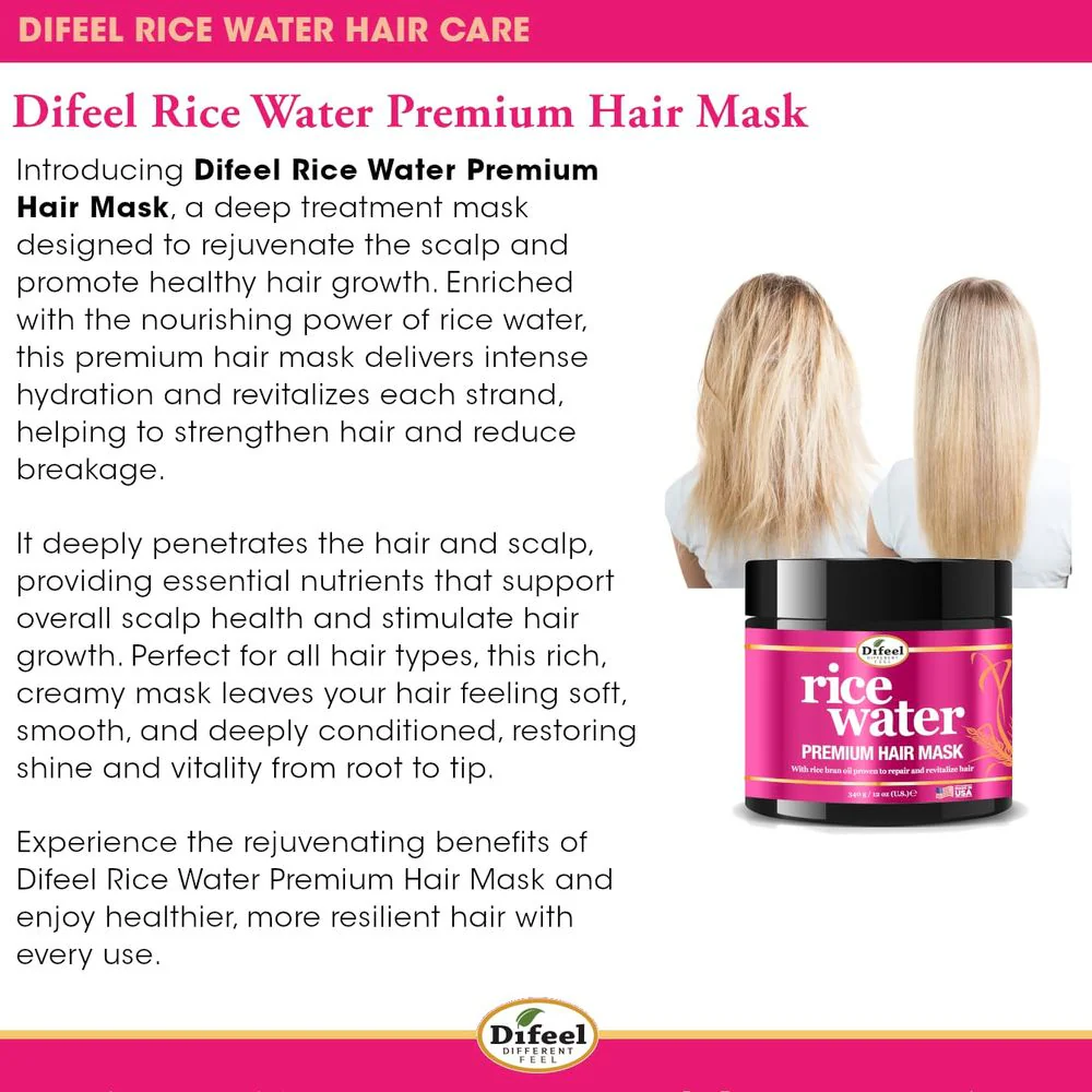 Difeel Premium Rice Water Hair Mask β 12 oz - Image 5