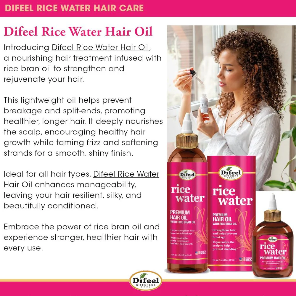 Difeel Rice Water Premium Hair Oil – 2.5oz - Image 4