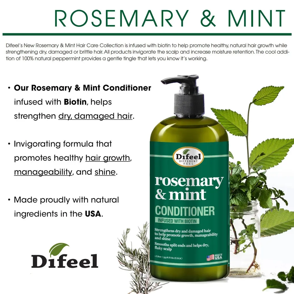 Difeel Rosemary & Mint Strengthening Shampoo & Conditioner with Biotin - Image 13
