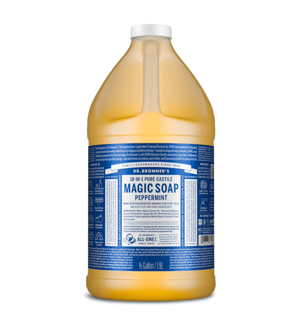 Dr. Bronner’s Pure-Castile Liquid Soap – 1/2 Gallon